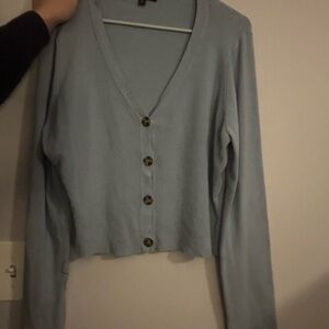 Light Blue Button-Up Cardigan